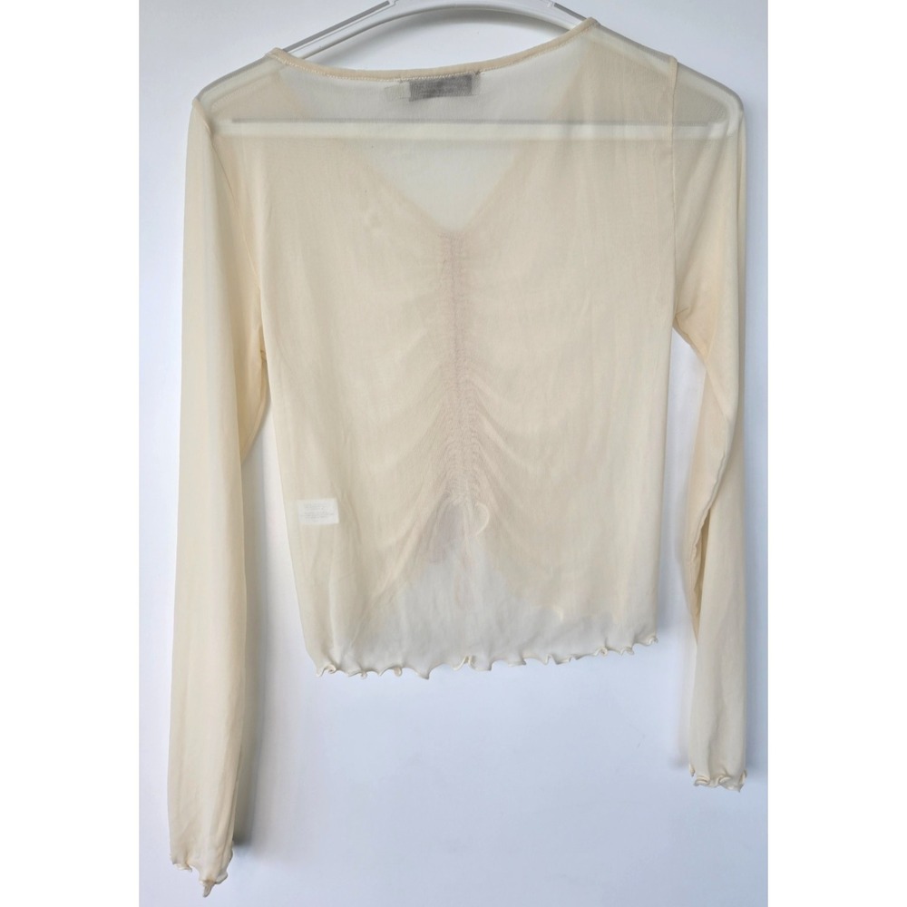 Propaganda Mesh Pull Over Ruched Cinched Top Ivory Women Sz M Y2K Whimsy Festive - Picture 2 of 16